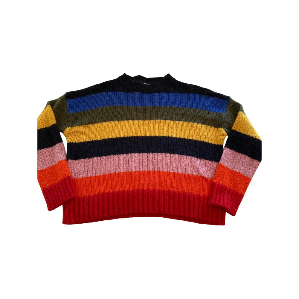 Urban Outfitters Rainbow Stripe Mohair Wool Blend Fuzzy Knit Sweater Medium